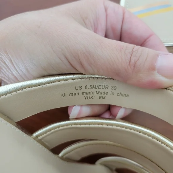 Sam Edelman Women's Yuki Em Gold Platform Wedge Shoes Size 8.5 - Picture 8 of 10